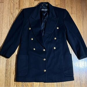 ESCADA Cashmere Black Luxurious Gold Logo Button Blazer Coat Jacket
